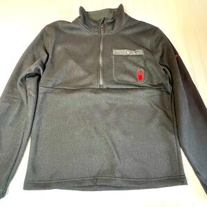 NEW Spyder 1/4 Zip Pullover Waffle Knit Mens Medium Black Long Sleeve $129 MSRP